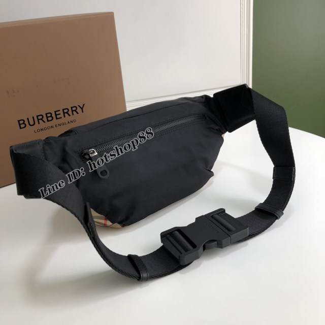 Burberry專櫃新款休閒腰包 巴寶莉拼色尼龍材質男女款腰包挎包 yxb1152